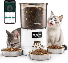 Smart WiFi Cat Feeder 6L 3-Bowl Automatic Food Dispenser w/ Voice & Anti-Jam