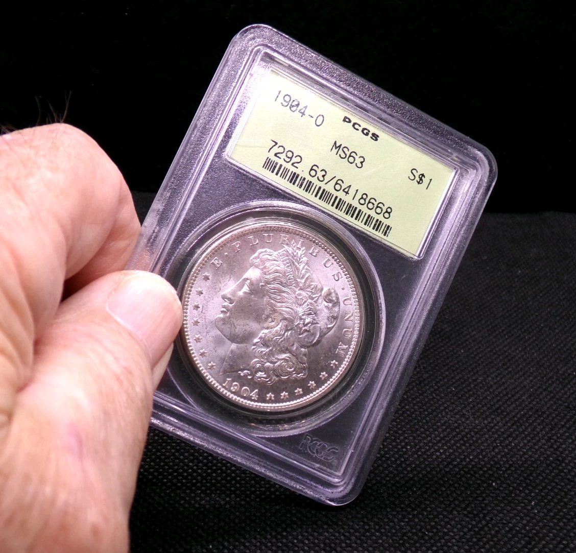 Silver MS 63 Graded 1904 Year Morgan US Dollars (1878-1921) for