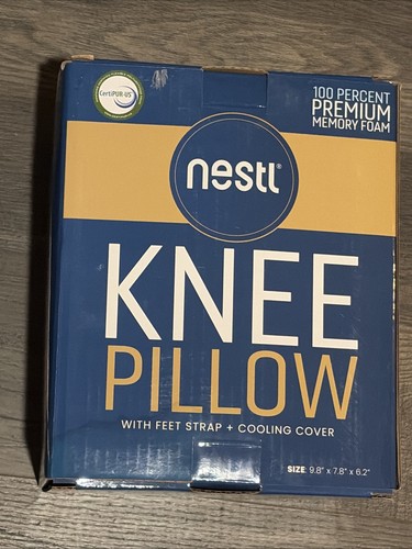 Nestl Memory Foam Knee Pillow with Feet Strap & Cooling Cover - open box