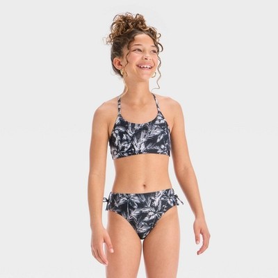 Art Class Girls' Summer Dusk Bikini Set Swimsuit 2-pc - Black Small 6-7, UPF 50+
