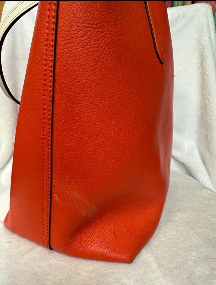 Kate Spade new york Women's Leather Tote Bag, Large - in Orange w/Beige Lining thumbnail 3