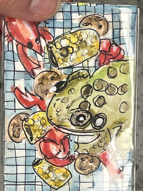 ACEO Original Painting Frog - Crawfish Frog 2.5"x3.5" TheCaityCreativeCo
