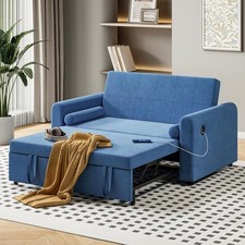 Hello-5ive 2 Seater Sofa Bed Pull Out Linen Double Sleeper Chair Bed with Pocket