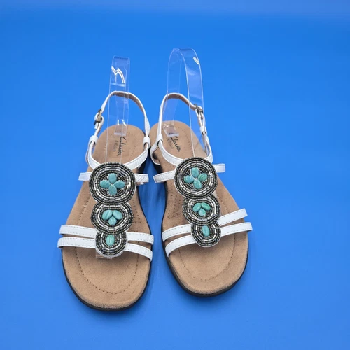 Sandali Clarks Artisan Poster Tulipano in pelle con perline bianche taglia 7M