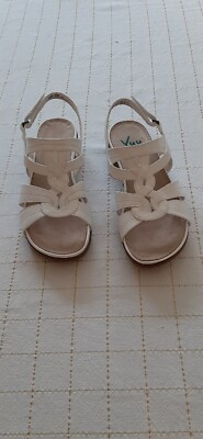 yuu★ Yuu women's, white strappy sling backs, open toe flat sandals