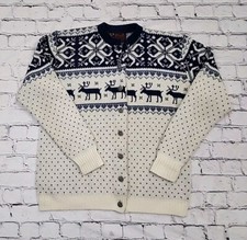 Vintage Jersild Sportswear 60s SKI CARDIGAN SWEATER size 40 Reindeer Rockabilly