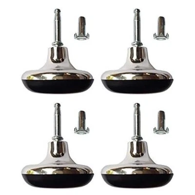 8x Chrome Feet Leg Gliders Castor & Insert For Divan Bed Base Sofa Chair Wheels