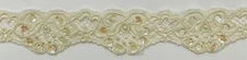 1.5" Pearls & Corded Bridal Embroidered Lace Trimming - 7 Continuous Yards!