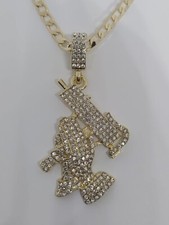 Praying Hands with Uzi Handgun Pendant with Cuban chain Hip Hop Hands