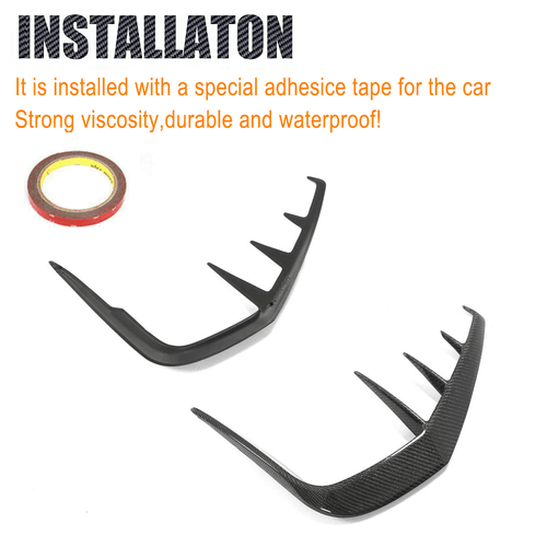 For Infiniti Q60 2016-22 Real Carbon Rear Bumper Side Vent C Blade Trim Canards - Picture 10 of 11