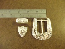 1" Silver Plated Western Floral Buckle Set