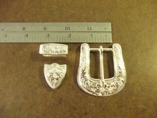 1" Silver Plated Western Floral Buckle Set