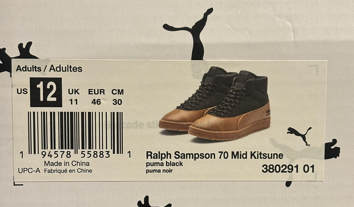 NEW MEN'S RALPH SAMPSON 70 MID MAISON KITSUNE PUMA BLACK BOOTS