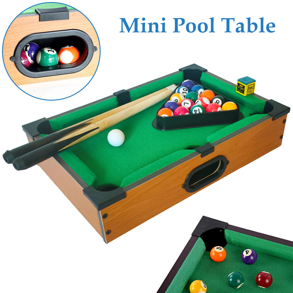 Table Top Game Mini Pool Table for Kids Wooden Childrens Billiard Board Game New