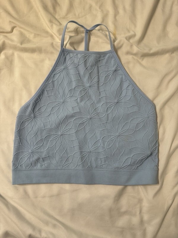 Women’s American Eagle Cropped Halter Tank Top Blue Size Medium