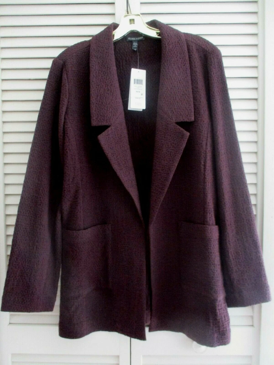 EILEEN FISHER NOTHCH COLLAR JACKET OPEN STYLE LONG SLEEVES