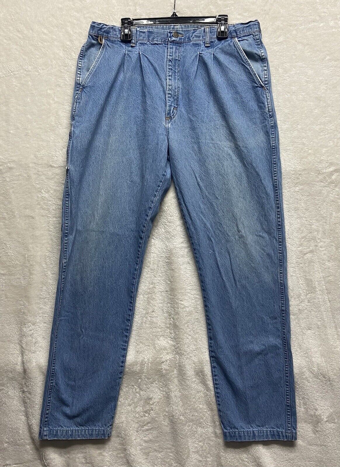Vtg WRANGLER Comfort Wear Elastic Waist Pleated Fishing Jeans Men’s 38x34 Retro