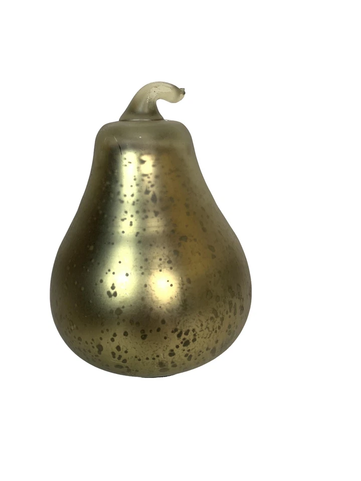 Pera decorativa vintage de vidrio soplado MCM en tono latón 5,75" de alto Foto 2 de 4