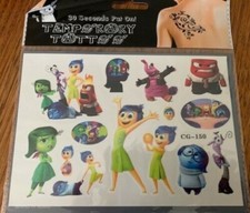 NEW 2 x Sheets of Inside Out Temporary Tattoos - 15.5cms x 11cms