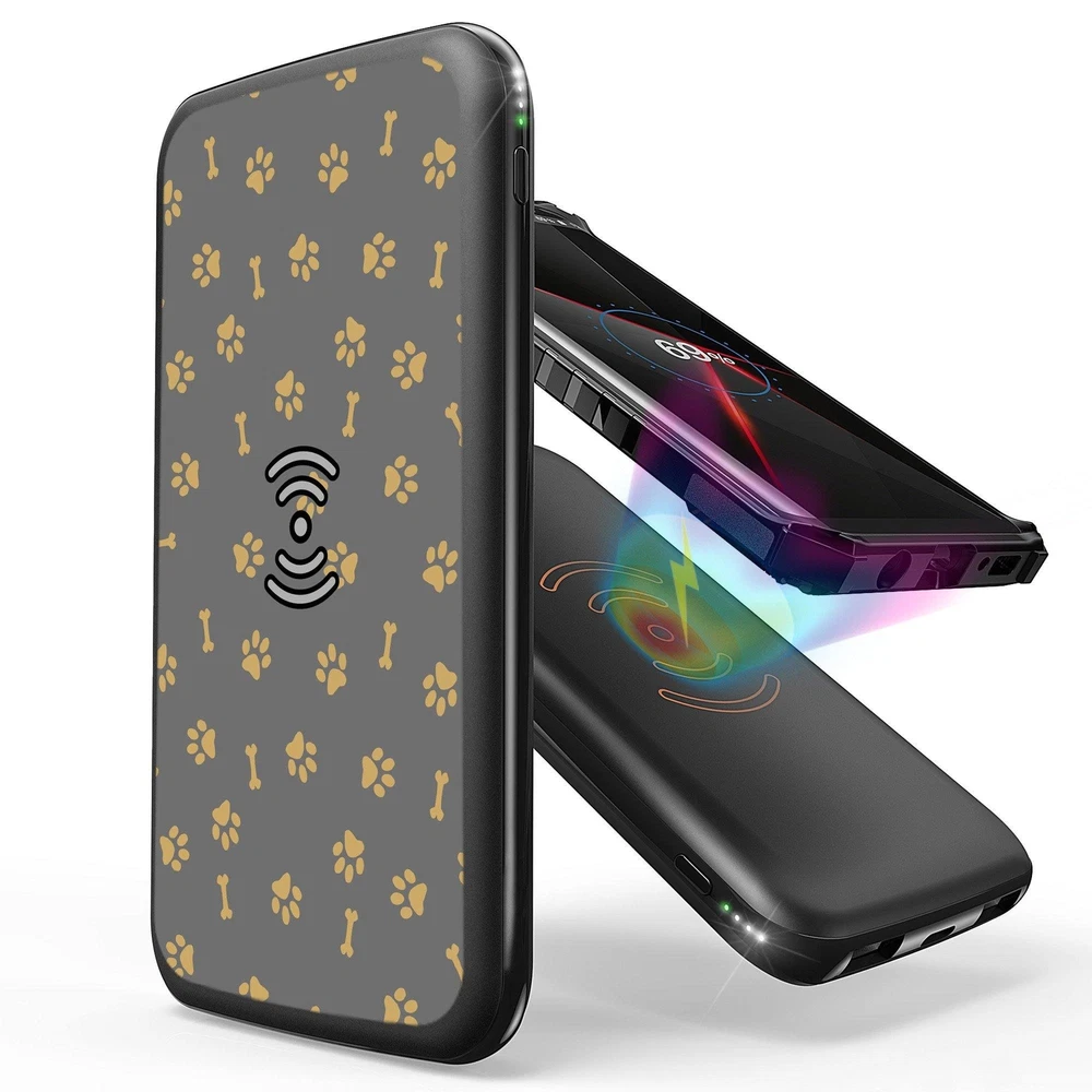 10000mAh Power Bank with Qi Wireless Charging in Black