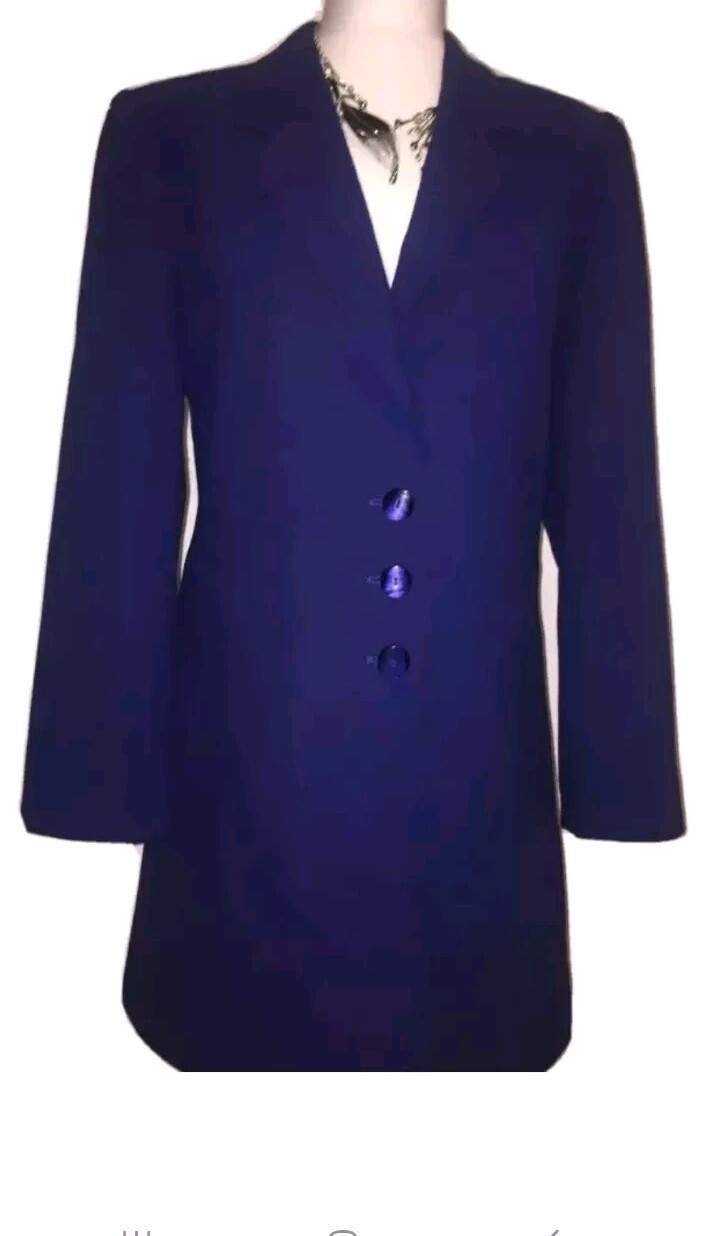 JACQUES VERT  Womans UK Size 12 BNWT  RRP €170 Blue Pure New Wool Blazer Chic ❤️