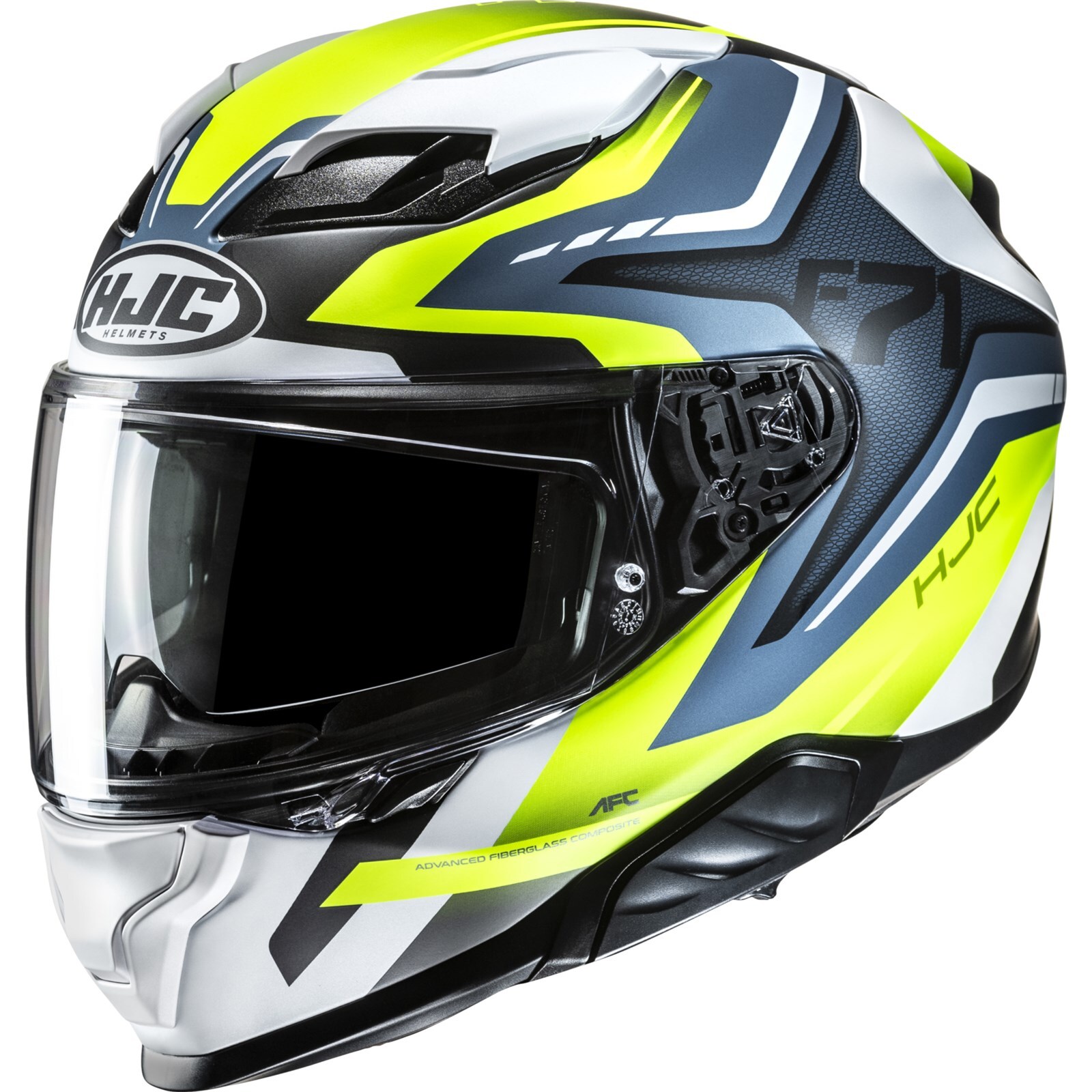HJC Motorcycle Helmet S - F71 Fes - Fibreglass Integral Weiß-blau-fluogelb