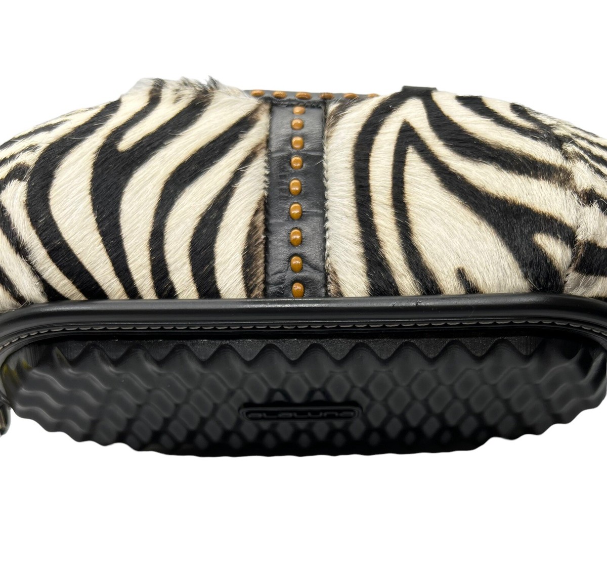 Authentic ALALUNA Hand Bag Leather and Zebra Black and White