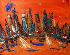 Manhattan PLANET stretched  PAINTING CANVAS ART CONTEMPORARY HU90RTHRT