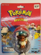 Vintage 1999 Nintendo Pokemon Eevee #133 Keychain Basic Fun New in Package