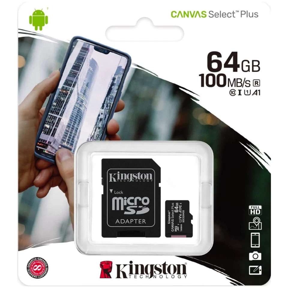 Micro SD card Memory HC TF Flash Class 10 Memory 32GB 64GB 128GB from Kingston - Image 2 of 4