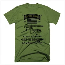 Warrior t-shirt military machine Gunner army special ops U.S. Combat Flag tee