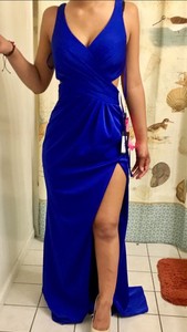faviana royal blue prom dress