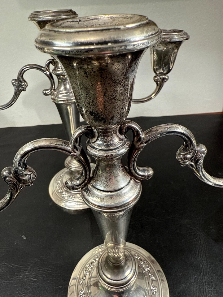 Пара канделябров Strasbourg Gorham на три лампы чистое серебро 1130 - Изображение 3 из 4