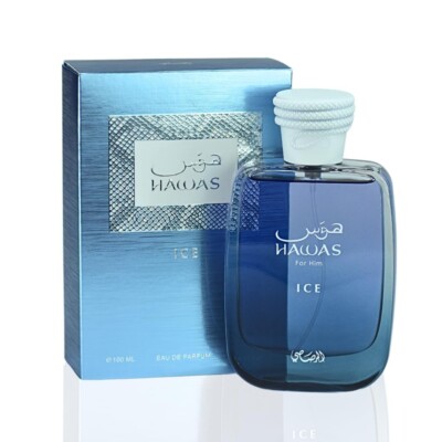 Rasasi Hawas Ice For Him Men's Eau de Parfum Spray Long-Lasting (3.4 Fl Oz)