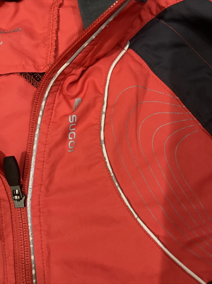 Women Sugoi Cycling Running Vest Lightweight Reflective Full Zip Sz Medium Red - Image 3 of 4
