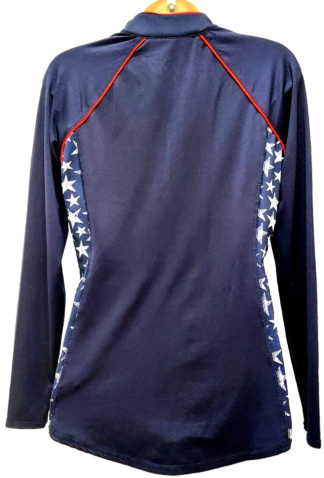 JOFIT Ladies Golf shirt Women's Long Sleeve XS Blue & White Stars EUC - Image 4 of 4