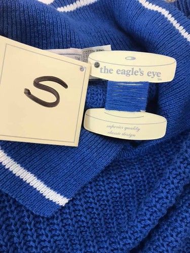 NWT Eagle's Eye NOS Collared Sweater Blue White Stripe Free US Shipping - Picture 9 of 12
