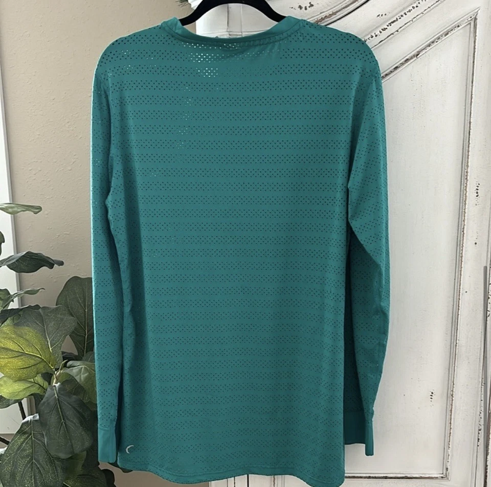 Top activo manga larga ZYIA Chill verde azulado malla perforada corte láser XXXL Foto 4 de 4