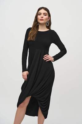 Joseph Ribkoff Black Pleated Midi Cocoon Dress 244250 | eBay