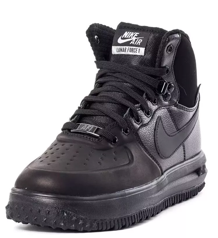 NIKE LUNAR FORCE 1 SNEAKERBOOT (GS) BLACK / BLACK METALIC STYLE # 706803-002