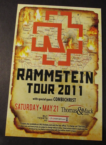 2011 Rammstein Combichrist Concert Promo Flyer Card 6"x4" Las Vegas Metal - Picture 2 of 2