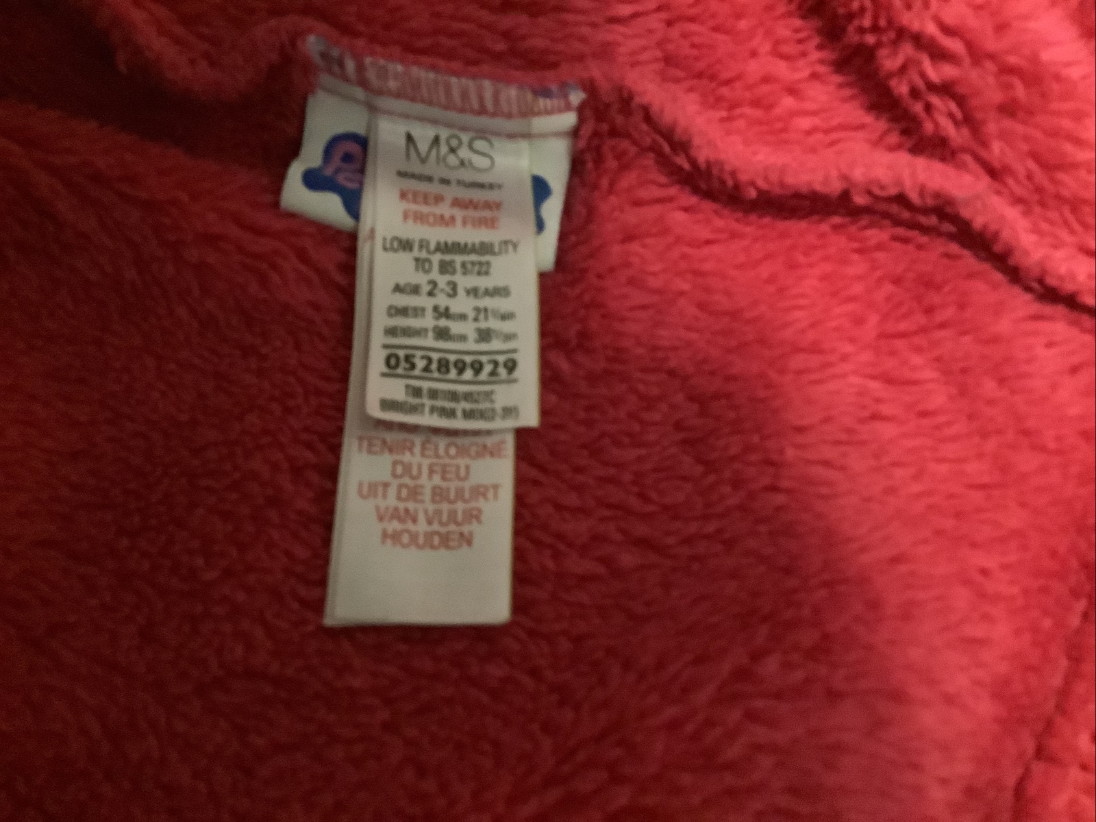 Girls Marks And Spencer Dark Pink Peppa Pig Hooded Dressing Gown Age 2