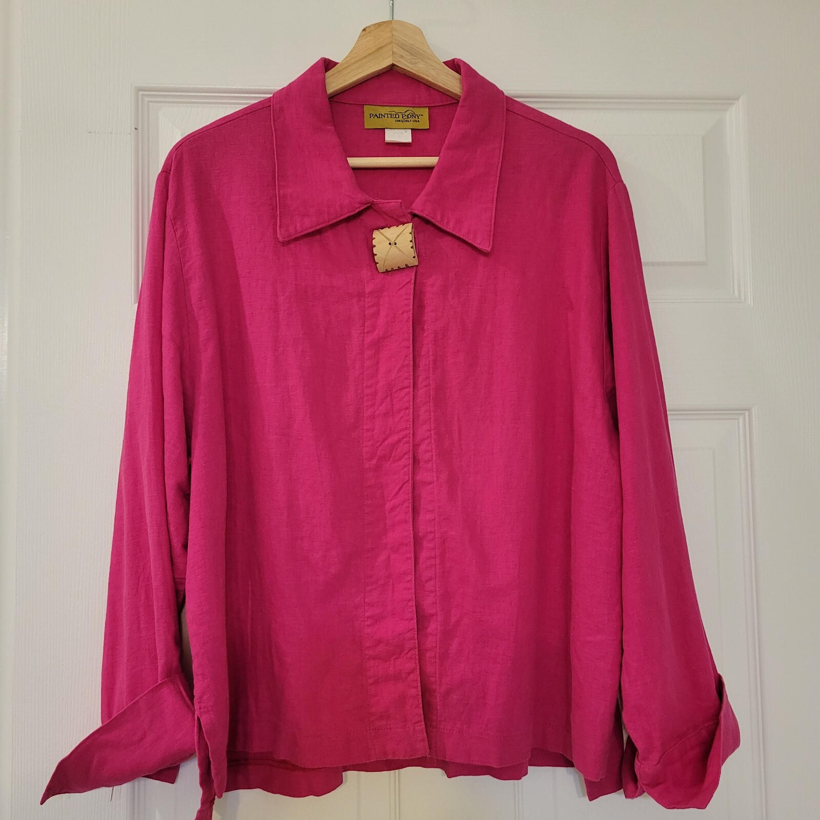 Giacca fucsia pony dipinta vintage taglia XL