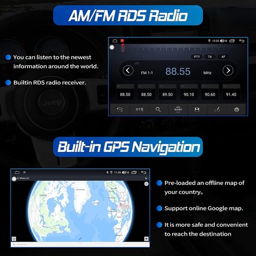 4+64G For 2011-2014 Jeep Wrangler Android Car Radio Stereo Touch Screen Carplay - Picture 3 of 7