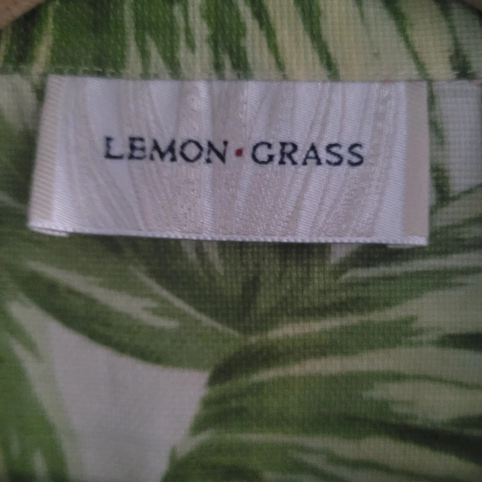 Blusa tropical para mujer Lemon Grass Top mezcla de lino floral botón delantero talla XL Foto 3 de 4