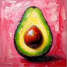 ORIGINAL Oil PAINTING on Canvas Avocado 12x12 in Textured Artwork Custom Order