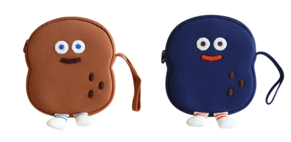 Run Peanut Shape Cute Design Strap Pouch Bag Navy Brown - Image 2 of 3