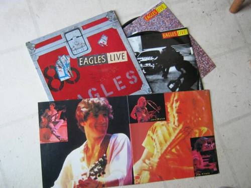 EAGLES "LIVE" ORGNL VINTAGE US EMBOSSED GF CVR 2LP SET wPRNTD INNERS &F/O POSTER