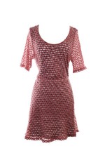 Maison Jules Rust Short-Sleeve A-Line Zig-Zag-Print Flared Dress XS