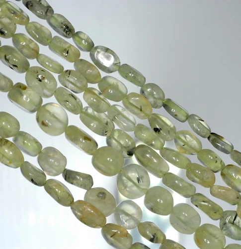 7X5-16X9 MM MOOS TEICH PREHNIT EDELSTEIN GRÜNER KIESEL NUGGET LOSE PERLEN 14 Zoll - Bild 3 von 4